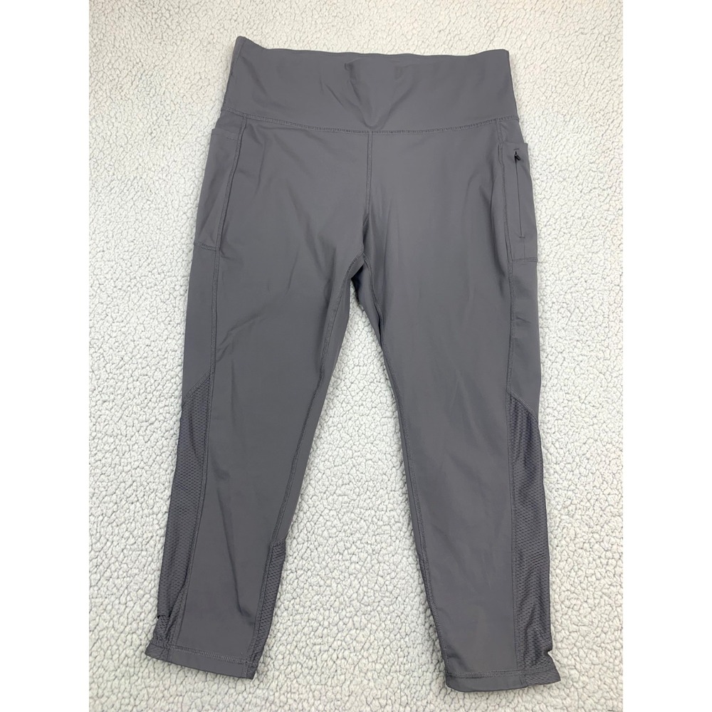 Xersion Leggings Womens XL Gray Quick-Dri 7/8 Ankle Athletic Pockets